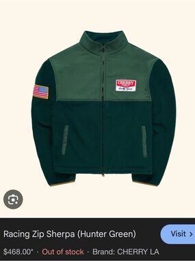 Cherry LA Racing Zip Sherpa Hunter Green